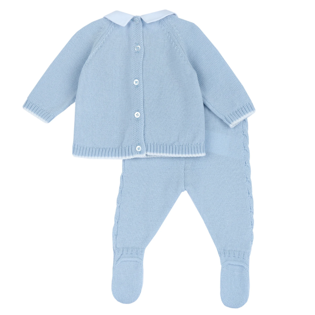 Шерстяной костюм Chicco Fabio: джемпер и ползунки, цвет голубой, размер 56 (091.00362.021) - Фото 2 Шерстяной костюм Chicco Fabio: джемпер и ползунки, цвет голубой, размер 56 (091.00362.021) - изображение 2