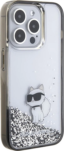 Etui Karl Lagerfeld Liquid Glitter Choupette do Apple iPhone 15 Pro Max Transparent (3666339164225) - obraz 4