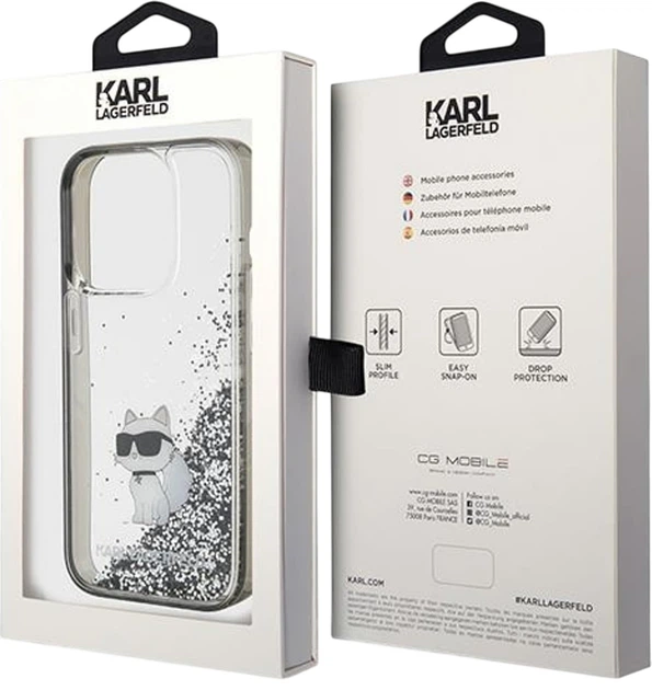 Etui Karl Lagerfeld Liquid Glitter Choupette do Apple iPhone 15 Pro Max Transparent (3666339164225) - obraz 8