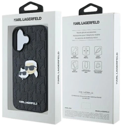 Панель Karl Lagerfeld Monogram Karl & Choupette Head Pin для Apple iPhone 16 Black (3666339329365) - зображення 8