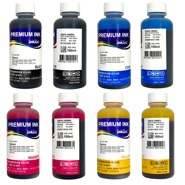 Комплект водорозчинного чорнила InkTec для принтерів EPSON, серія E0010, 6 кольорів (Black, Cyan, Magenta, Yellow, Light Cyan, Light Magenta) – 100мл - изображение 2
