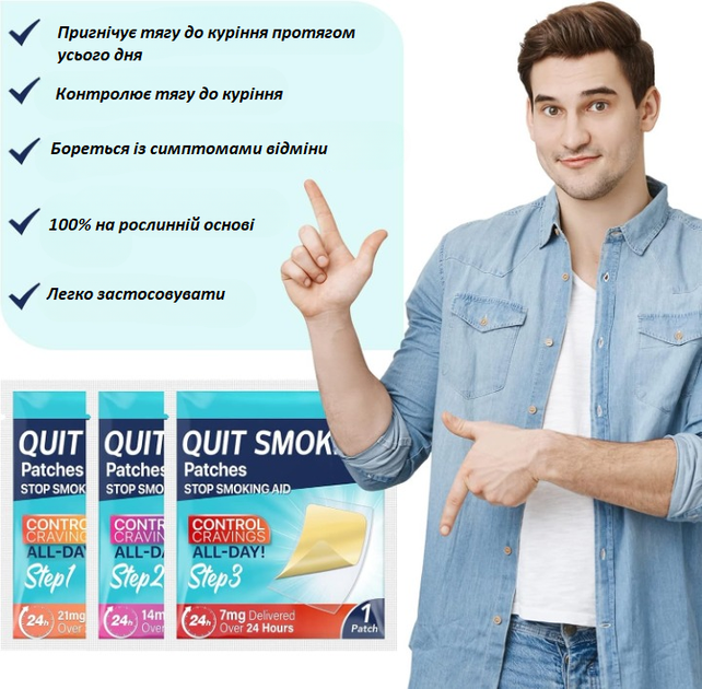 Никотиновые пластыри Quit Smoking Patches Шаги 1-2-3 полный курс 60 штук - изображение 3