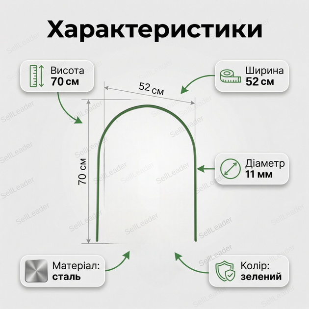 Дуга стальная 70×52 см для парника садового туннеля арка пленки каркас 11 мм защита рассады 1 шт. - Фото 3 Дуга стальная 70×52 см для парника садового туннеля арка пленки каркас 11 мм защита рассады 1 шт. - изображение 3