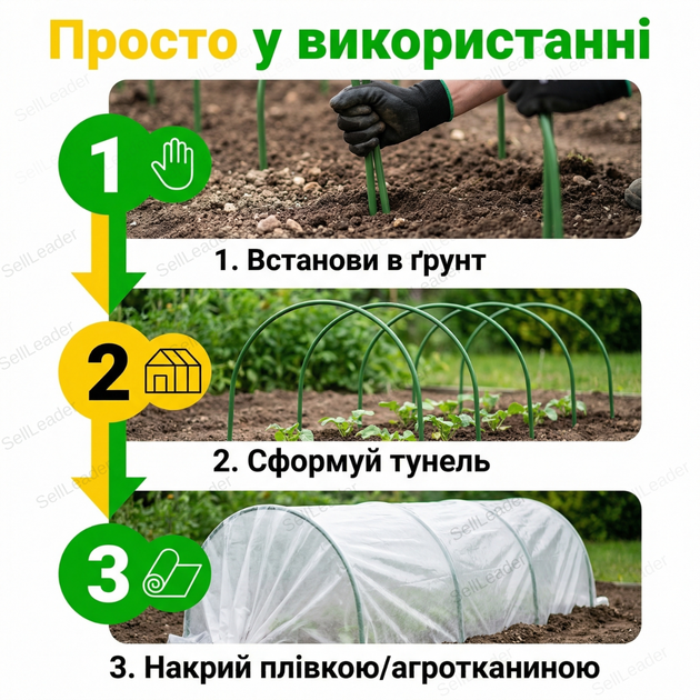 Дуга стальная 70×52 см для парника садового туннеля арка пленки каркас 11 мм защита рассады 1 шт. - Фото 8 Дуга стальная 70×52 см для парника садового туннеля арка пленки каркас 11 мм защита рассады 1 шт. - изображение 8