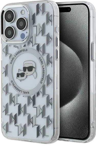 Панель Karl Lagerfeld IML Monogram Karl & Choupette Head MagSafe для Apple iPhone 15 Pro Transparent (3666339285326) - зображення 1