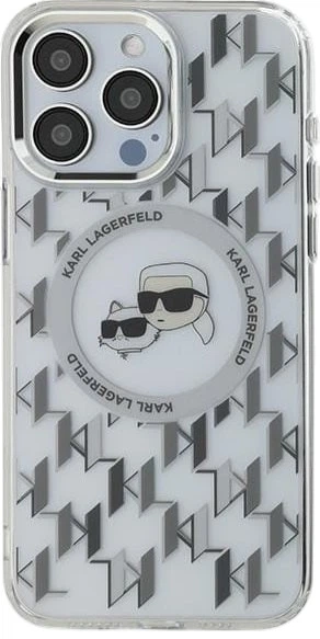 Панель Karl Lagerfeld IML Monogram Karl & Choupette Head MagSafe для Apple iPhone 15 Pro Transparent (3666339285326) - зображення 3