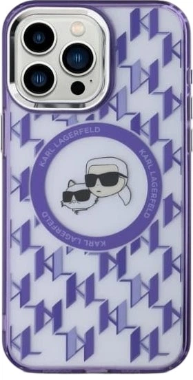 Панель Karl Lagerfeld IML Monogram Karl & Choupette Head MagSafe для Apple iPhone 15 Pro Purple (3666339285180) - зображення 3