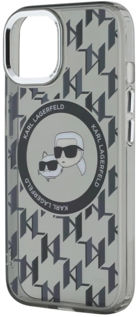 Панель Karl Lagerfeld IML Monogram Karl & Choupette Head MagSafe для Apple iPhone 15 Black (3666339284886) - зображення 5