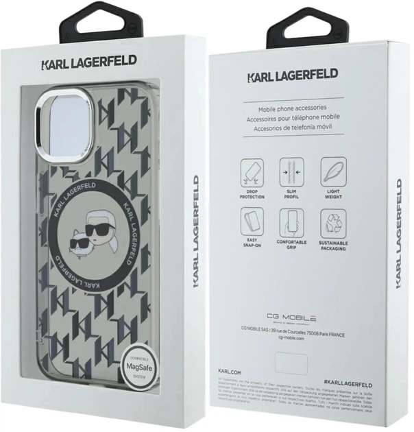 Панель Karl Lagerfeld IML Monogram Karl & Choupette Head MagSafe для Apple iPhone 15 Black (3666339284886) - зображення 8