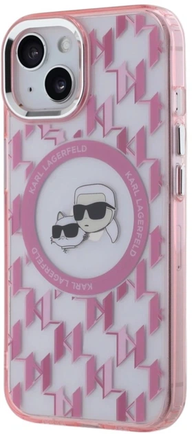 Панель Karl Lagerfeld IML Monogram Karl & Choupette Head MagSafe для Apple iPhone 15 Pink (3666339285029) - зображення 2