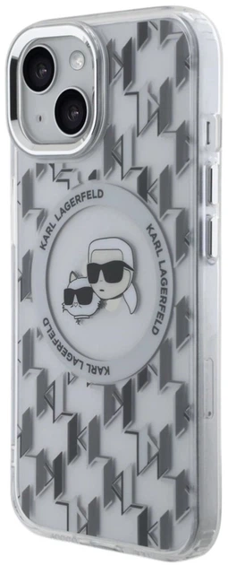 Панель Karl Lagerfeld IML Monogram Karl & Choupette Head MagSafe для Apple iPhone 15 Transparent (3666339285302) - зображення 2