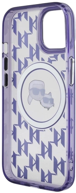 Панель Karl Lagerfeld IML Monogram Karl & Choupette Head MagSafe для Apple iPhone 15 Purple (3666339285166) - зображення 6