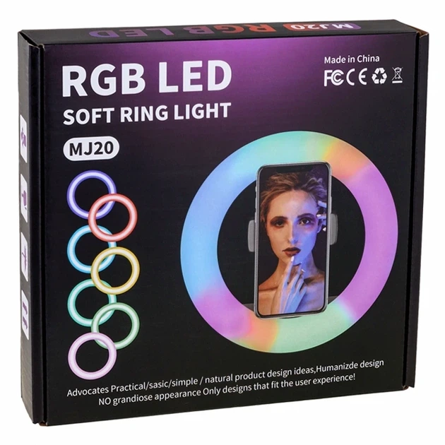 Лампа RGB 20 см USB ABS пластиковий утримувач для смартфона для фото та відео MJ20 чорний - Фото 2 Лампа RGB 20 см USB ABS пластиковий утримувач для смартфона для фото та відео MJ20 чорний - зображення 2