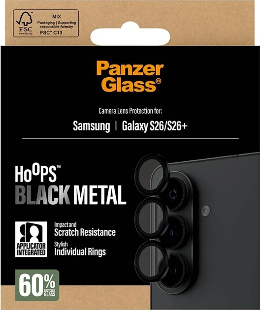 Szklo hartowane na obiektyw Panzer Glass Hoops Lens Protector do Samsung Galaxy S26 / S26+ Black (PG23980) - obraz 6
