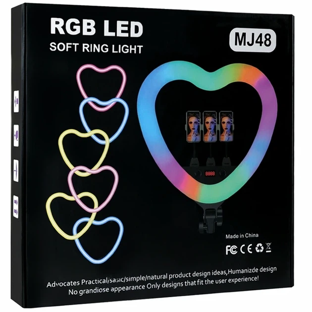 Лампа RGB 40Вт 48см с пультом USB для фотосъемки и макияжа черный Heart Style - Фото 2 Лампа RGB 40Вт 48см с пультом USB для фотосъемки и макияжа черный Heart Style - изображение 2