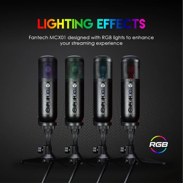 Микрофон Fantech MCX01 Leviosa USB-B черный конденсаторный с кардиоидной направленностью и POP-фильтром - Фото 8 Микрофон Fantech MCX01 Leviosa USB-B черный конденсаторный с кардиоидной направленностью и POP-фильтром - изображение 8