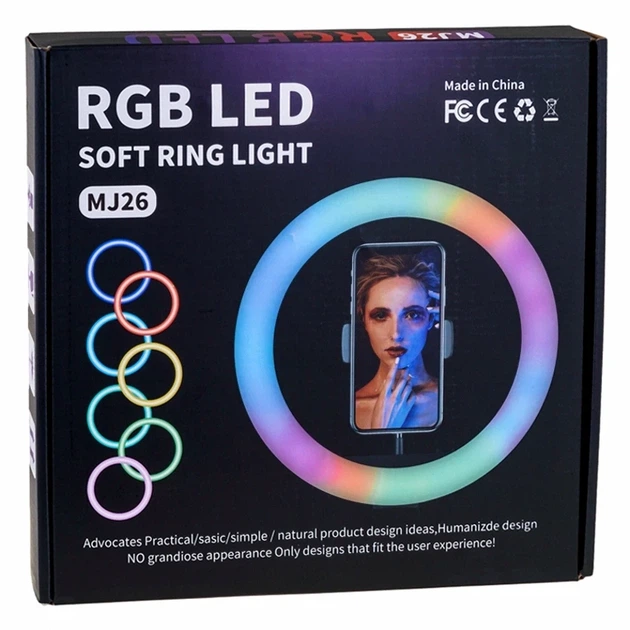 Лампа RGB 26 см USB пластик для фото відео освітлення з пультом MJ26 чорний - зображення 2