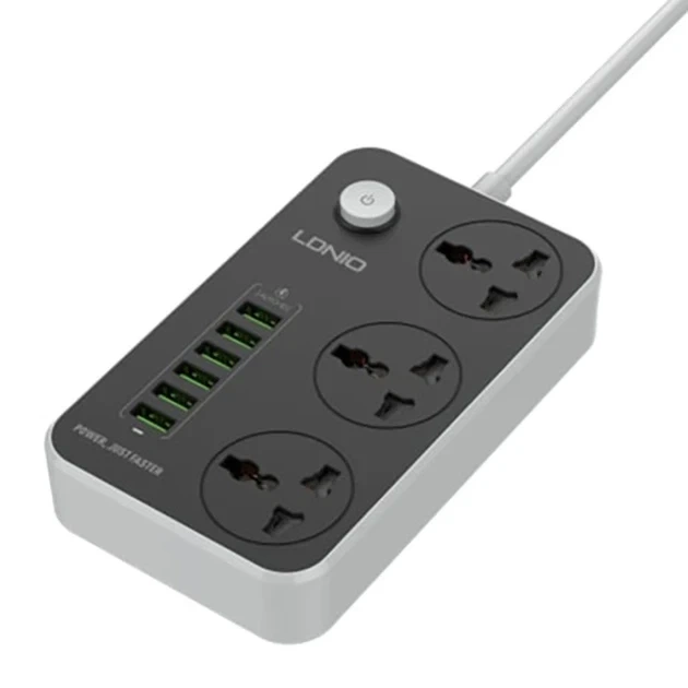 Сетевой удлинитель LDNIO SC3604 3 розетки 6 USB 3.4A 2 м черный огнестойкий поликарбонат - изображение 4