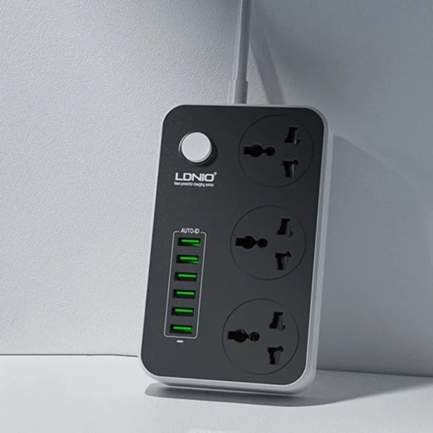 Сетевой удлинитель LDNIO SC3604 3 розетки 6 USB 3.4A 2 м черный огнестойкий поликарбонат - изображение 6