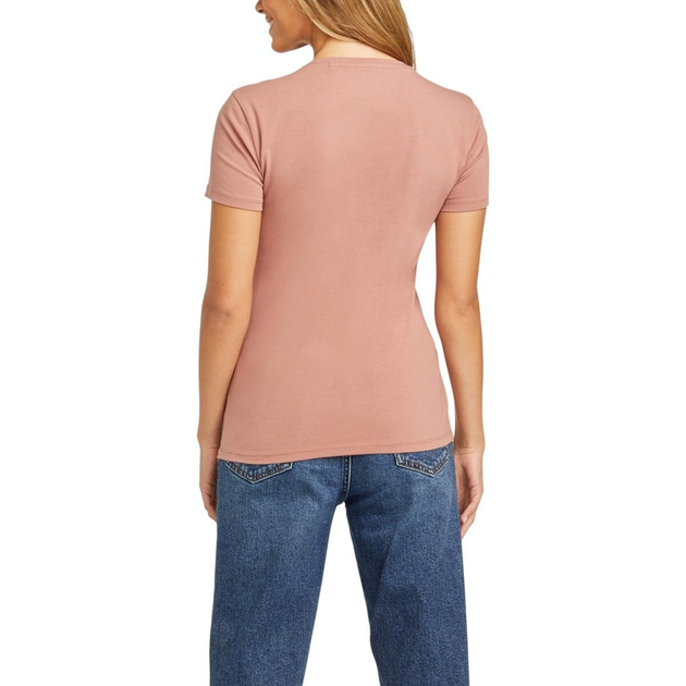 Жіноча футболка Guess (7626741011384) Pepper Metallic Logo M коричнева (чайна троянда) - Фото 4 Жіноча футболка Guess (7626741011384) Pepper Metallic Logo M коричнева (чайна троянда) - зображення 4
