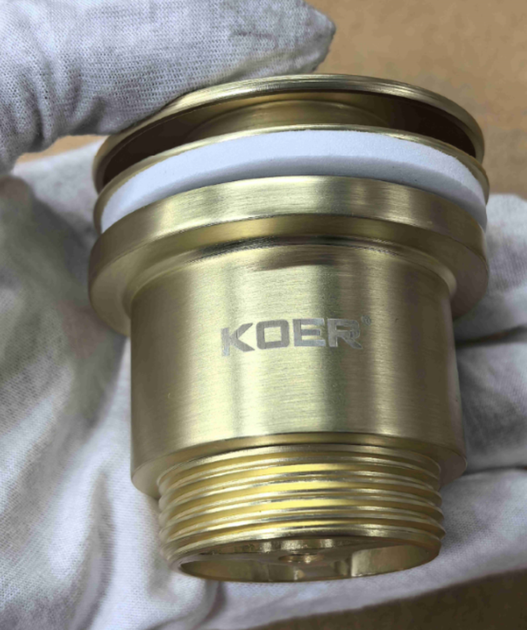 Донний клапан для раковини універсальний (з/без переливу) KOER PW-01-12 автоматичний (Click-Clack) (Колір золото матове) 1 1/4'' (KR5194) - Фото 2 Донний клапан для раковини універсальний (з/без переливу) KOER PW-01-12 автоматичний (Click-Clack) (Колір золото матове) 1 1/4'' (KR5194) - изображение 2