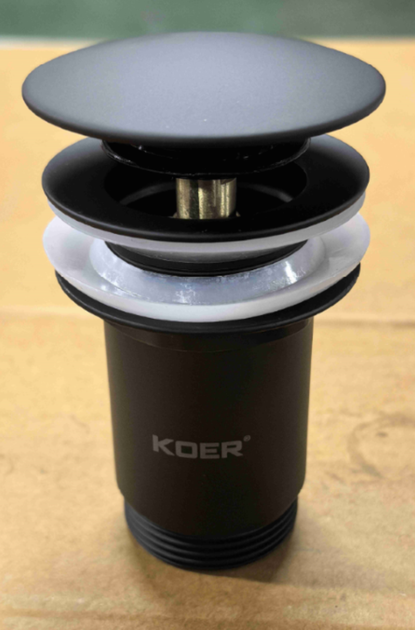 Донний клапан для раковини Koer PW-07-05 1 1/4'' з переливом автоматичний СLICK-СLACK (Колір чорн) (KR5785) - изображение 11