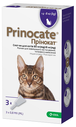 От блох и клещей KRKA Prinocate Противоразитарные капли для кошек весом 4-8 кг 1 уп (3 пипетки 0,8 мл) (157413) - Фото 1 От блох и клещей KRKA Prinocate Противоразитарные капли для кошек весом 4-8 кг 1 уп (3 пипетки 0,8 мл) (157413) - изображение 1
