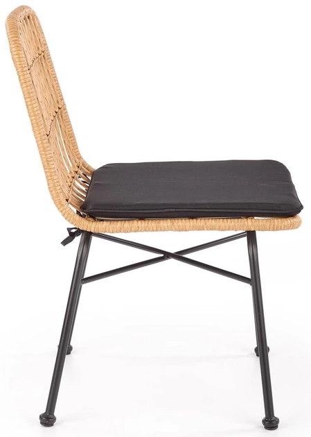 Krzesło do kuchni i salonu Halmar K401 z rattanu Naturalne/Czarne (5905248119338) - obraz 2