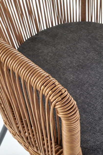 Krzesło do kuchni i salonu Halmar K400 z rattanu Naturalne/Popielate (5905248119314) - obraz 3