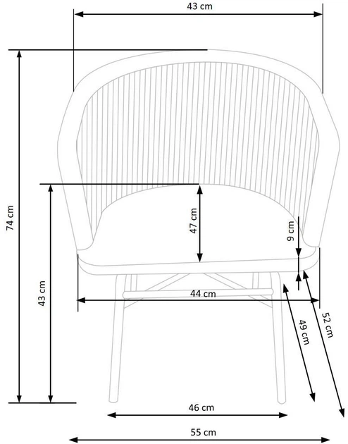 Krzesło do kuchni i salonu Halmar K400 z rattanu Naturalne/Popielate (5905248119314) - obraz 5