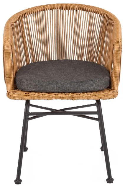 Krzesło do kuchni i salonu Halmar K400 z rattanu Naturalne/Popielate (5905248119314) - obraz 6