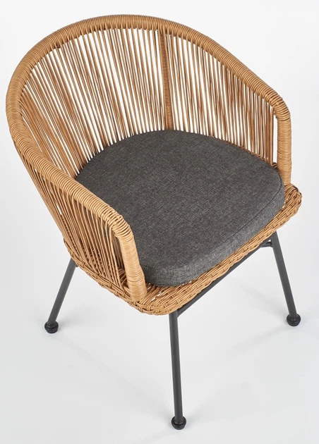 Krzesło do kuchni i salonu Halmar K400 z rattanu Naturalne/Popielate (5905248119314) - obraz 7