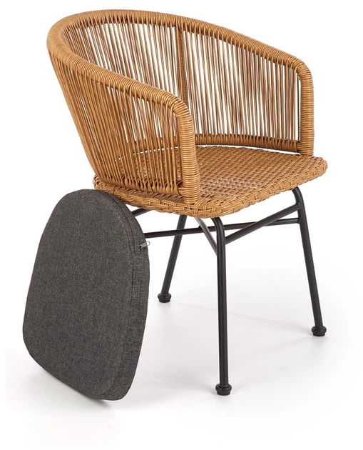 Krzesło do kuchni i salonu Halmar K400 z rattanu Naturalne/Popielate (5905248119314) - obraz 9