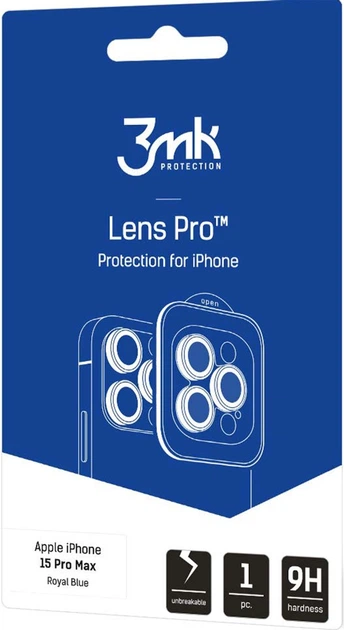Szkło hartowane 3MK Lens Protection Pro na aparat iPhone 15 Pro Max z ramką montażową (5903108530057) - obraz 2