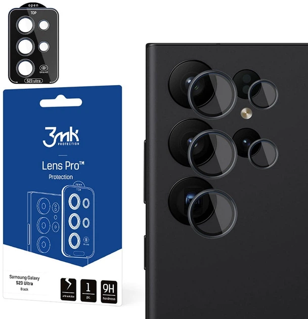 Захисне скло 3MK Lens Protection Pro для камери Samsung Galaxy S23 Ultra з монтажною рамкою (5903108498418) - зображення 1