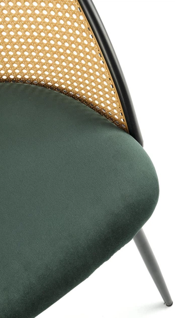 Krzesło do kuchni i salonu Halmar K508 z rattanu ciemnozielone (5905248126176) - obraz 2