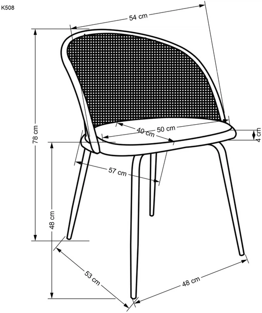 Krzesło do kuchni i salonu Halmar K508 z rattanu Popielate (5905248126183) - obraz 8