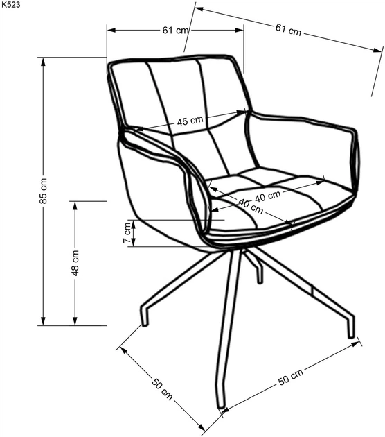 Krzesło do kuchni i salonu Halmar K523 obrotowe Popielate (5905248126503) - obraz 14