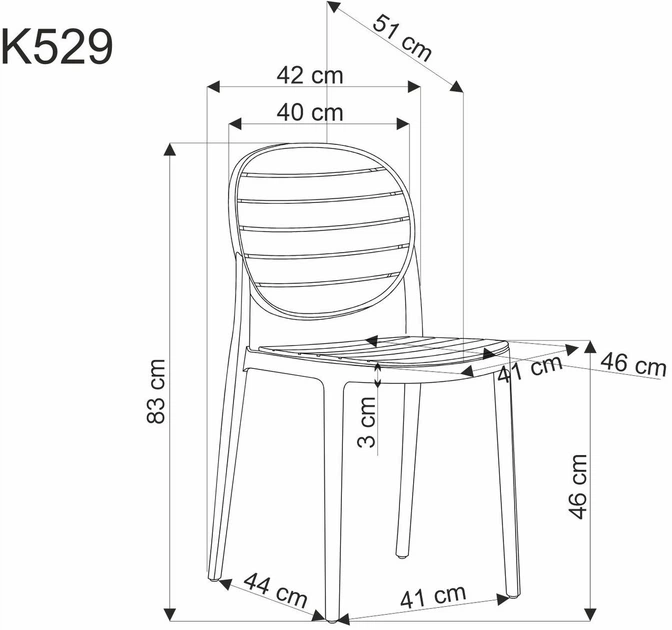 Стілець для кухні Halmar K529 пластиковий Білий/Натуральний (5905248132115) - зображення 2