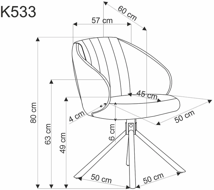 Krzesło do kuchni i salonu Halmar K533 obrotowe Cappuccino (5905248132238) - obraz 3