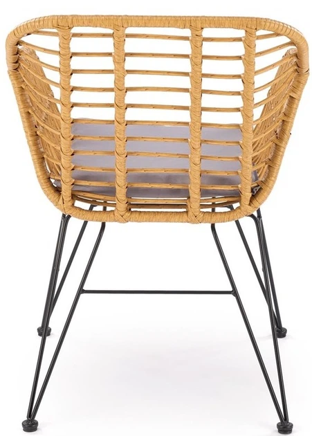 Krzesło do kuchni i salonu Halmar K541 z rattanu Popielate/Naturalne (5905248132474) - obraz 8