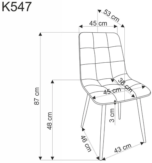 Стілець для кухні та вітальні Halmar K547 Чорний (5905248132634) - зображення 3