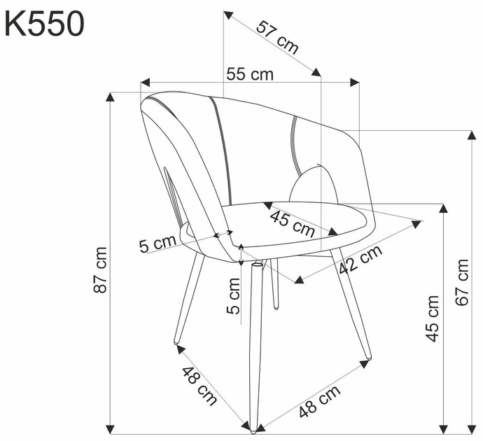 Стілець для кухні та вітальні Halmar K550 обертальний Попелястий (5905248132740) - зображення 4