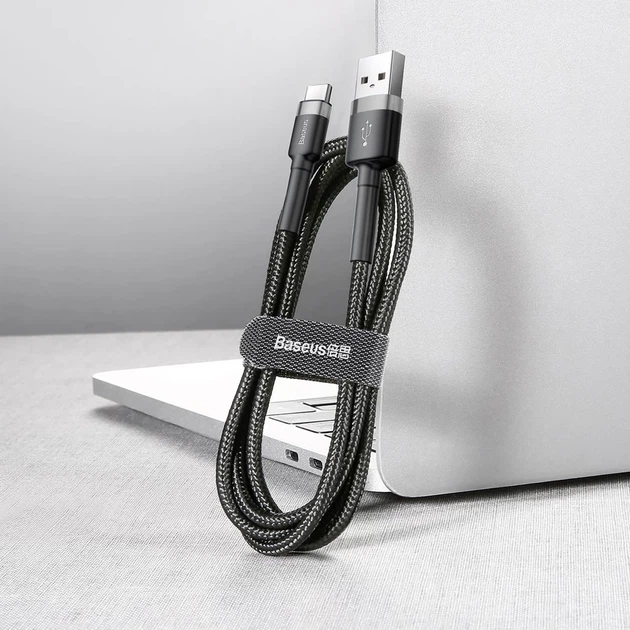 Кабель Baseus Cafule USB-A to USB-C 2m Black/Grey (CATKLF-CG1) - изображение 5