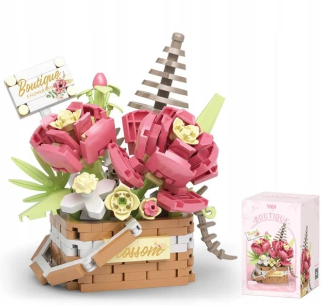 Конструктор цветочная корзина Pink Tenderness серия Flower Basket Романтическая встреча 395 деталей - Фото 6 Конструктор цветочная корзина Pink Tenderness серия Flower Basket Романтическая встреча 395 деталей - изображение 6