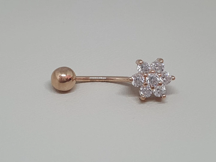 Золотая серьга-пирсинг с фианитами. 360094 - изображение 2