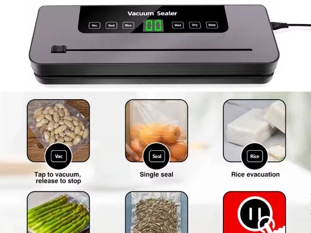 Вакуумний пакувальник для продуктів з LED-дисплеєм, різаком та 10 пакетами (789366) - зображення 3