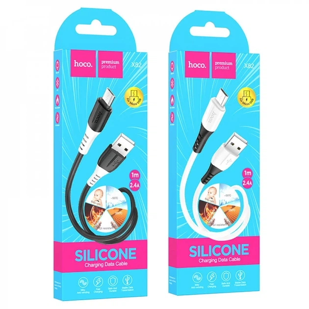 Кабель USB для Type-C 3A (1м) Hoco X82 Silicone — Black (752914) - Фото 7 Кабель USB для Type-C 3A (1м) Hoco X82 Silicone — Black (752914) - зображення 7