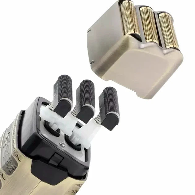 Электробритва VGR V-335 с USB зарядкой три ножевых блока LED дисплей золотистая 5 Вт для сухого и влажного бритья - изображение 4