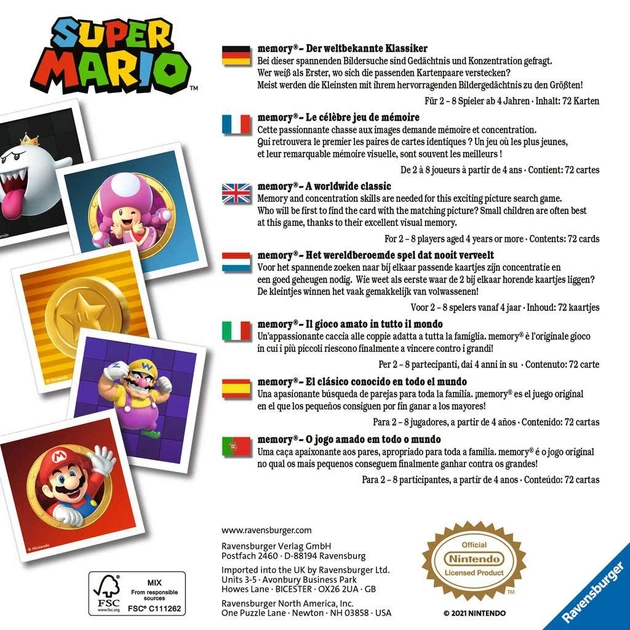 Настільна гра Ravensburger Super Mario Memory (англійська версія) (4005556208272) - зображення 2